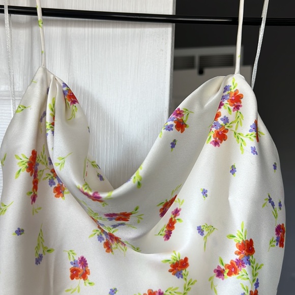 Beautiful ZARA women’s cowl neck floral scarf halter top - Picture 1 of 4